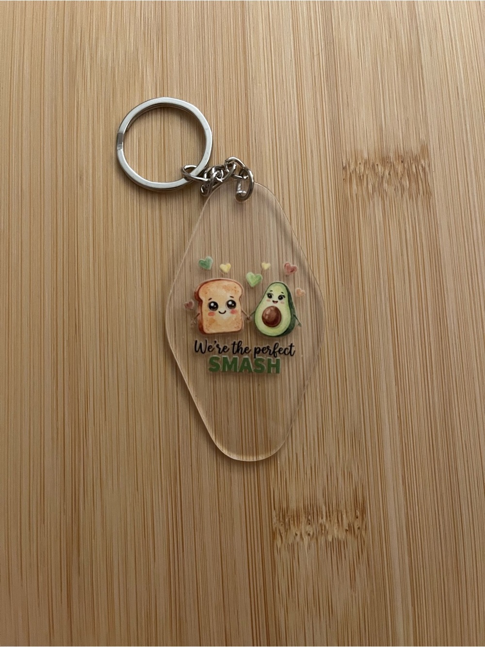 Cute Avocado & Bread Keychain Charm - Green